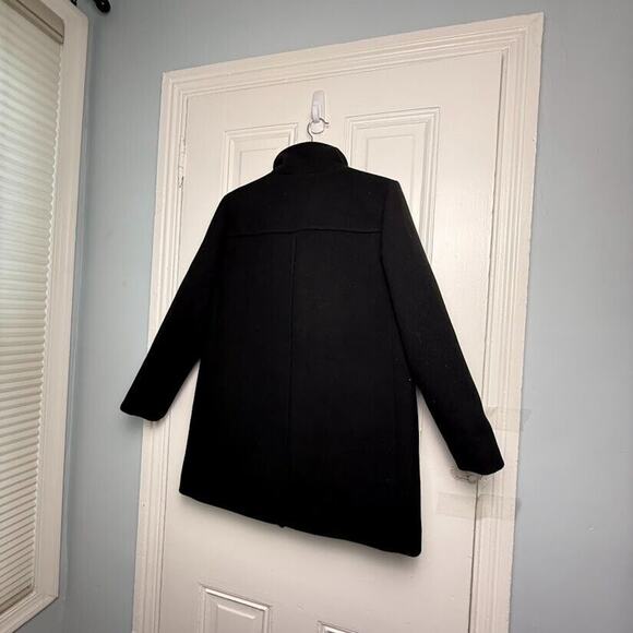 J Crew City Coat Womens 6P Black Zip Front Long Sleeve Mock Neck NWT Wool Blend - Picture 11 of 12